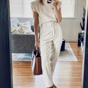 Zara women’s ivory high waisted pant